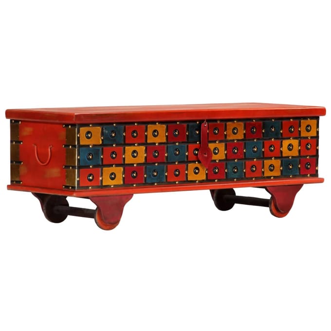 vidaXL - Opbergkist - 110x40x40 - cm - massief - acaciahout - rood