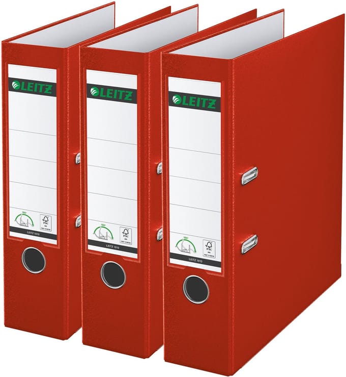Ordner Leitz 180° 1010 A4 80 mm 3 stuks rood | 6 stuks