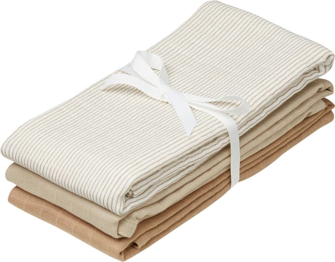 Cam Cam Copenhagen Classic Stripes Camel/Latte/Camel Hydrofiel Luier - 3 Stuks