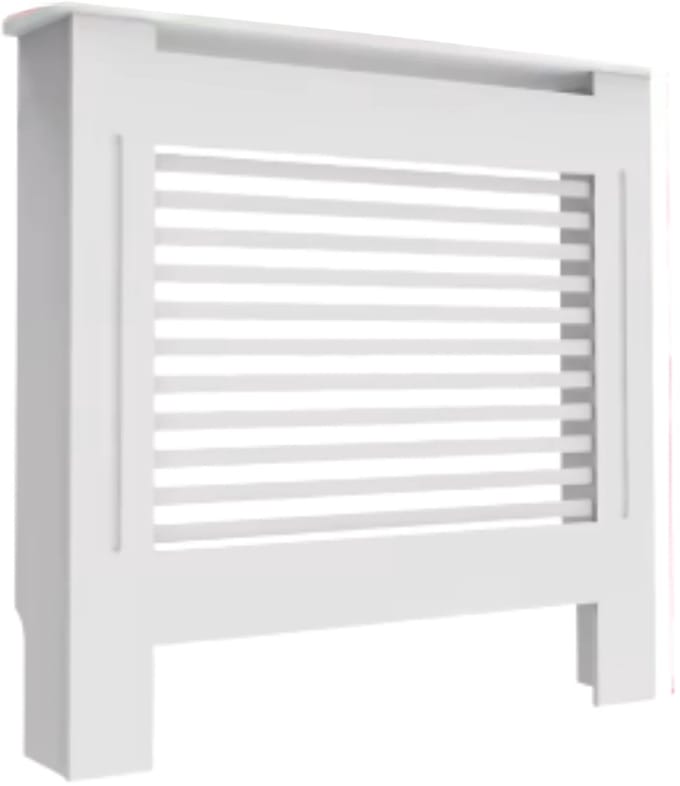 Radiatorombouw - 78x92 cm - Ombouw rooster - Horizontale panelen - MDF - Stijlvol - Wit