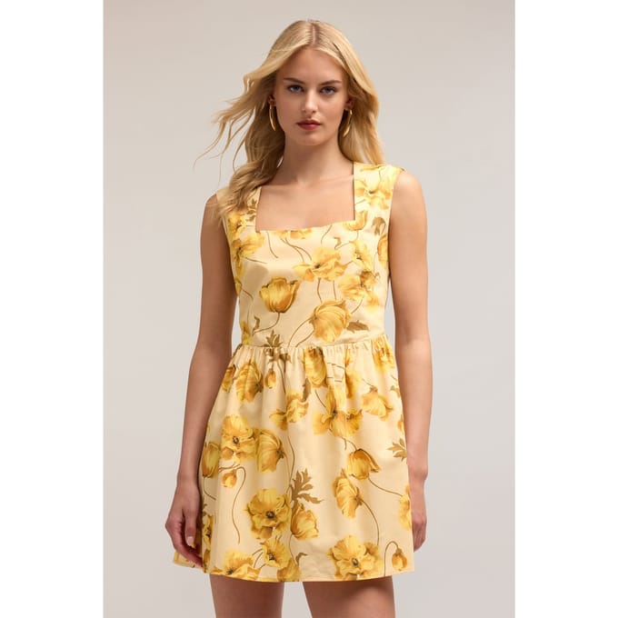 Motivi Mini Dress In Floral Pattern Poplin Yellow Maat: 36 | Mini Jurken Outlet | Dames | Geel