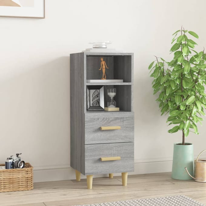 vidaXL - Dressoir - 34,5x34x90 - cm - bewerkt - hout - grijs - sonoma - eikenkleurig