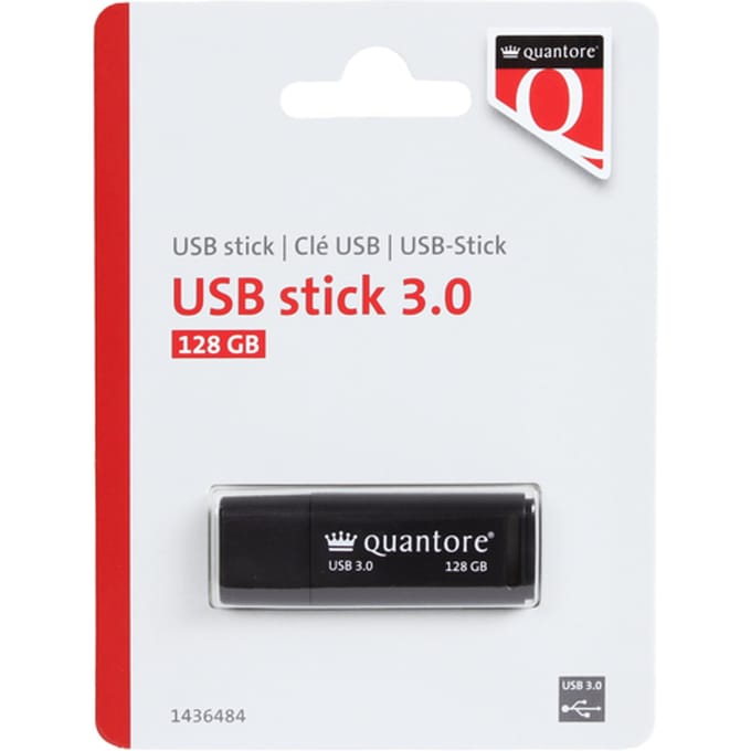 USB stick 3.0 Quantore USB-A 128GB zwart