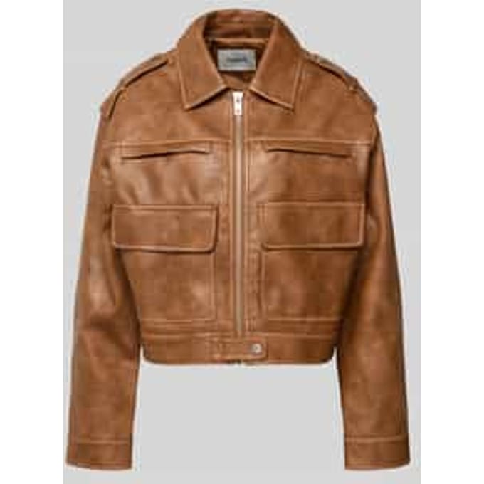 Jack in leerlook met klepzakken model 'MADISON'