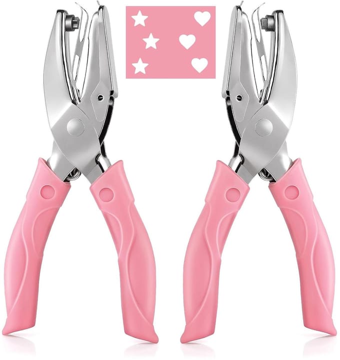Metalen perforator set, zachte grip, hart en ster vorm, knutselen scrapbooking.