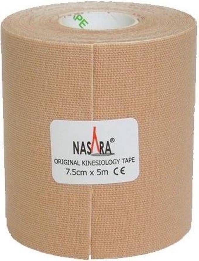 Nasara Kinesio tape - Beige | Huidvriendelijk | 7,5 cm | Extra breed