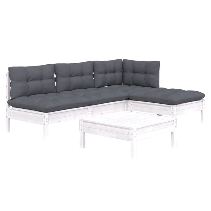 vidaXL - 5-delige - Loungeset - met - kussens - grenenhout - wit