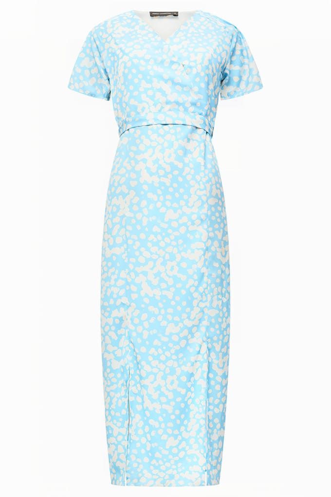 French Connection Aimee Wrap Ss Dress Cornflower / Ecru Größe: 8 | Midikleider Outlet | Damen | Braun