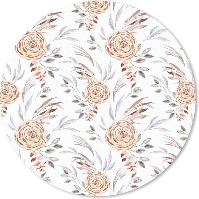 Muismat rond 20x20 cm - Mousepad Rozen - Goud - Bladeren - Ronde muismatten