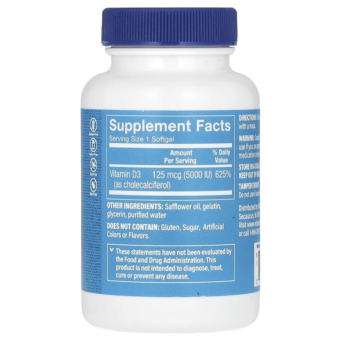 The Vitamin Shoppe, Vitamine D3, 25mcg (1.000IE), 200 softgels