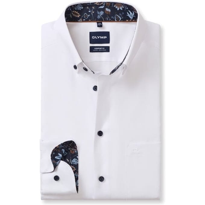 OLYMP Luxor Overhemd, Comfort Fit, Button-down, Wit