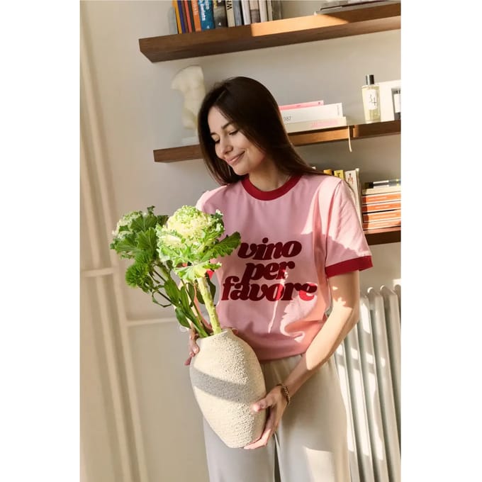T-shirt dames She is Sunday Vino Per Favore