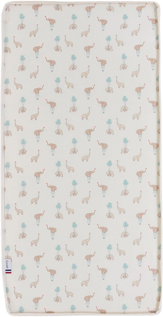 Matras - COMFORT FUN - 60 x 120 cm - Ep. 8 cm - Wit / Olifanten - TINEO