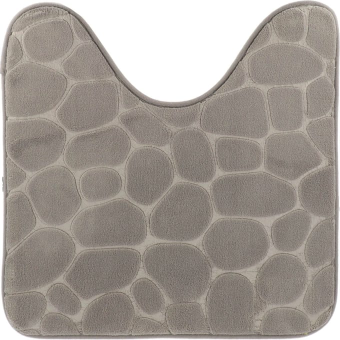 Tendance Toiletmat/wc mat Pebble - microfiber - Memory Foam - lichtgrijs - 45 x 50 cm - badkamer mat