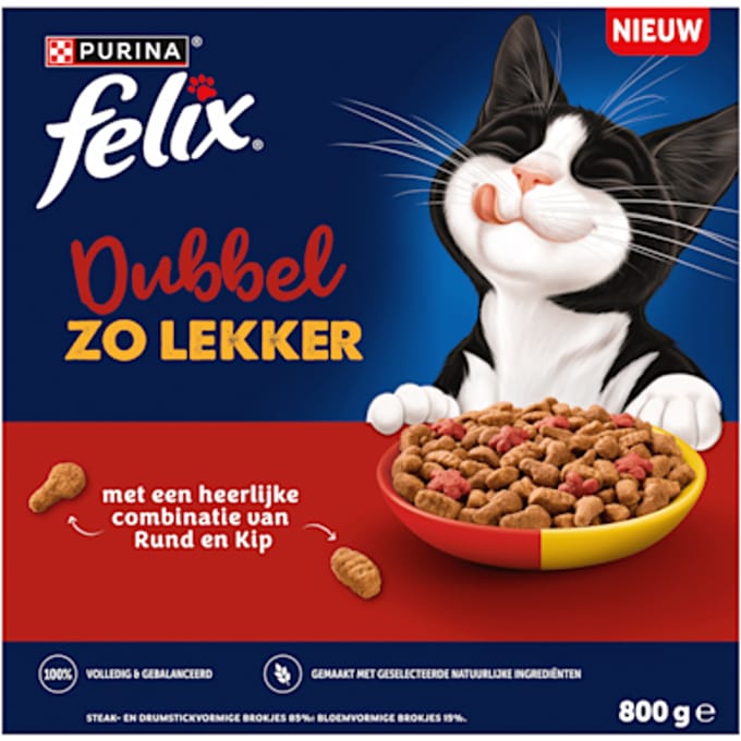 Felix Dubbel Zo Lekker Rund en Kip - Katten Droogvoer - 800g