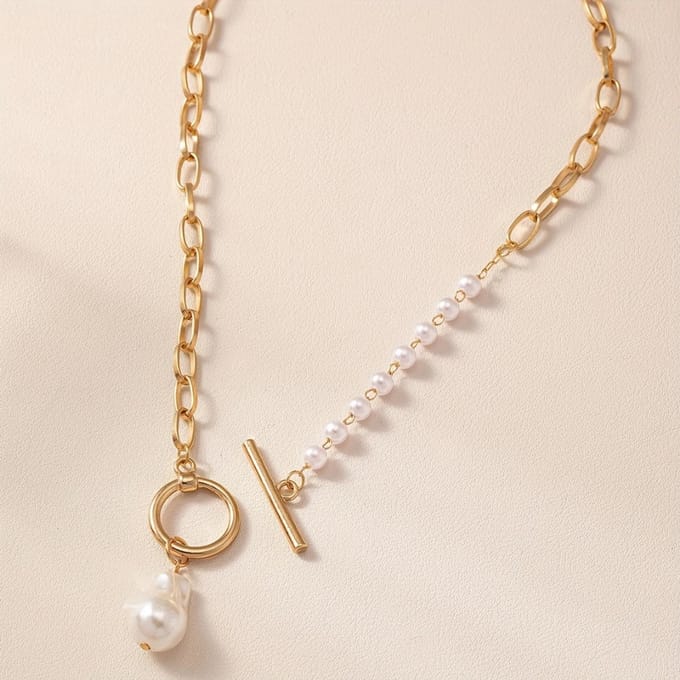 Nivard Ketting - Dames - Staal - Nep zilver - Met Hanger - Nep Goud/Wit