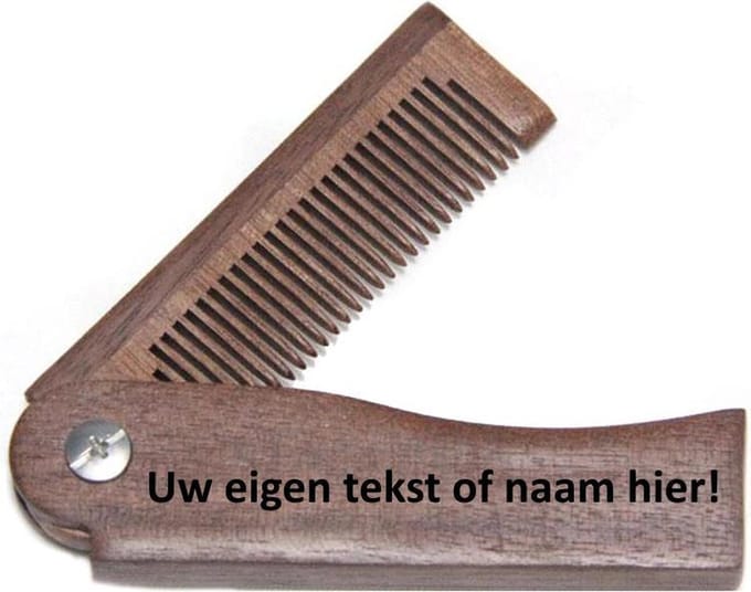 Houten opvouw kam gepersonaliseerd met uw eigen naam of tekst! - Bamboe