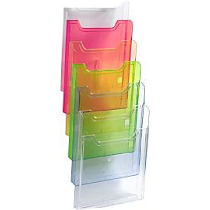 Exacompta A4 folderhouder, verticale wanddisplay, 6 vakken, 26 mm elk, uitbreidbaar, gemonteerd geleverd, 25 jaar garantie