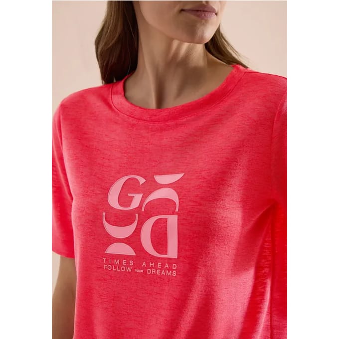 Shirt met print in linnenlook