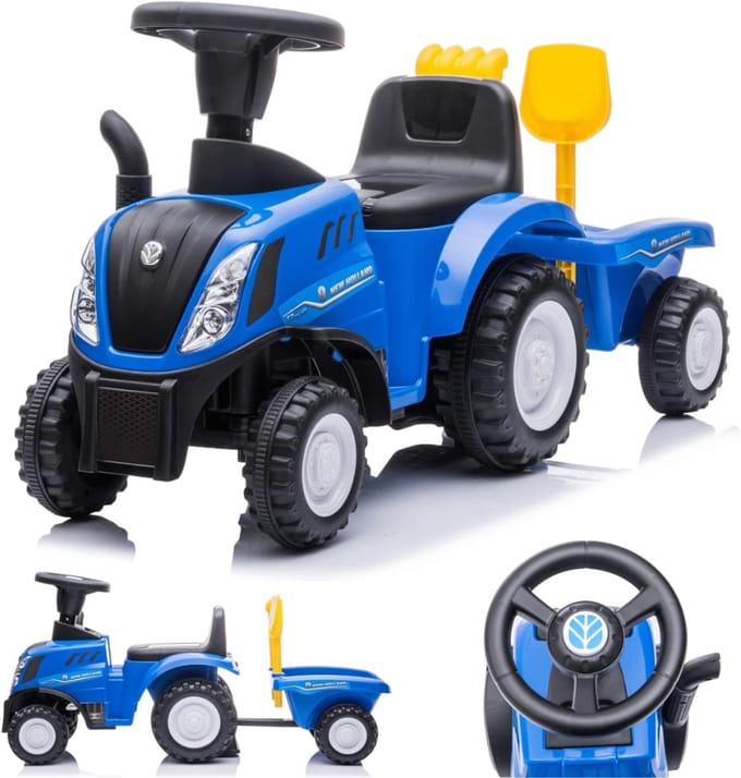MMP® Looptractor - Loopauto - Loop Tractor - met Aanhangwagen en Hoorn - 56x29x43cm - Geel