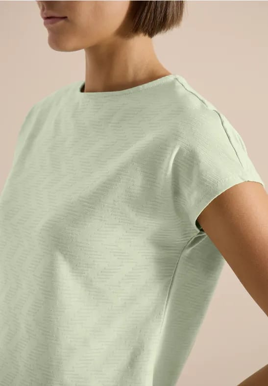 Shirt met boothals en structuur