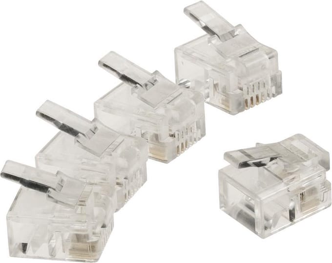 Telecom Connector RJ11 Male PVC Transparent