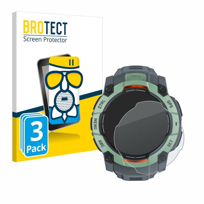 BROTECT - Screenprotector voor Garmin Instinct 3 AMOLED / Solar (45 mm) - Folie Beschermfolie Beschermglas matte 3 Stuks