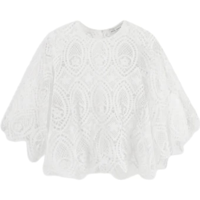 Blauwe vrouw Weili Zheng in kant macrame