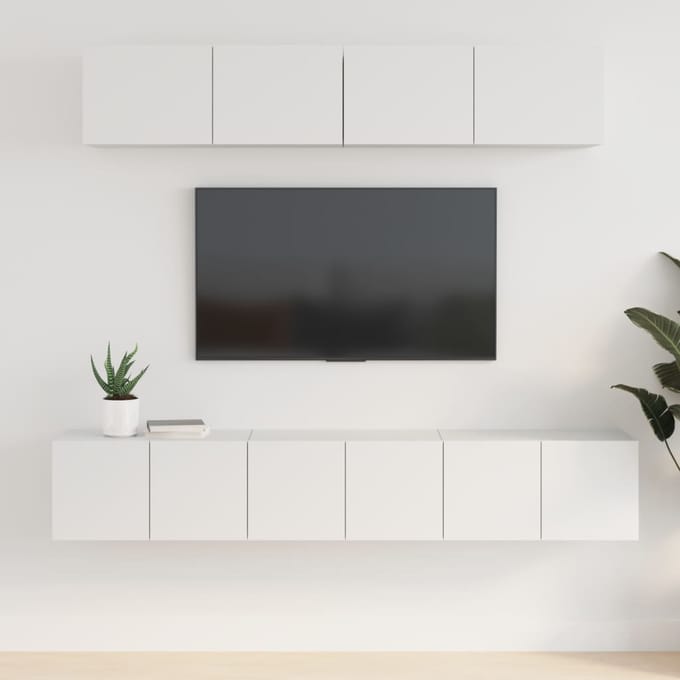 vidaXL - 5-delige - Tv-meubelset - bewerkt - hout - wit