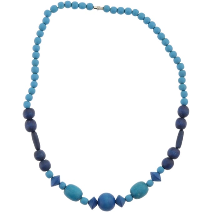 Behave – Houten kralen ketting – 45 cm – Turquoise – Schroefsluiting