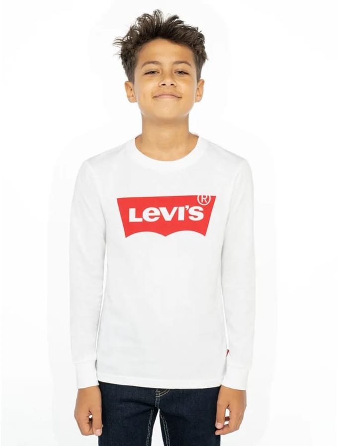 Levi´s ® Kids Batwing T-shirt Met Lange Mouwen Wit 6 Years Kinderen