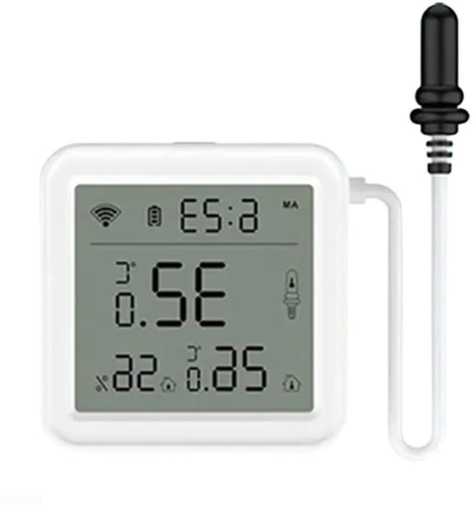Temperatuur Vochtigheid Sensor - Thermo Hygrometer - Slim Huis - Externe Sonde - 1M Kabel - Wit
