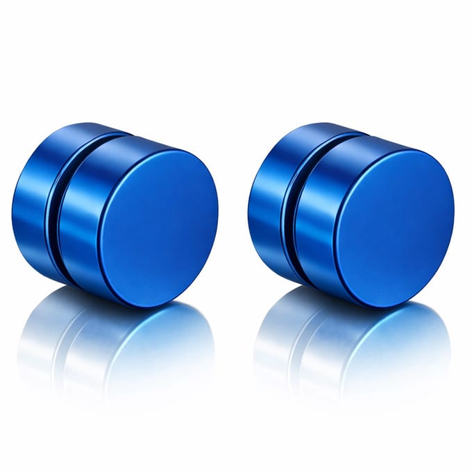 Magnetische Stud oorbellen Blauw 8mm