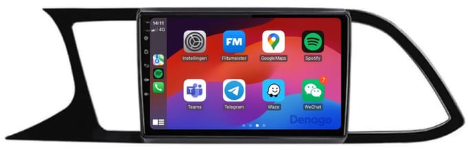 CarPlay autoradio geschikt voor Seat Leon (2013–2018) | 9 inch | Android 13 | Draadloos Apple CarPlay & Android Auto | 2GB + 32GB | QuadCore processor | Denago DNG-A65 | 2025 model | 2013 2014 2015 2016 2017 2018 | Bluetooth & Wifi