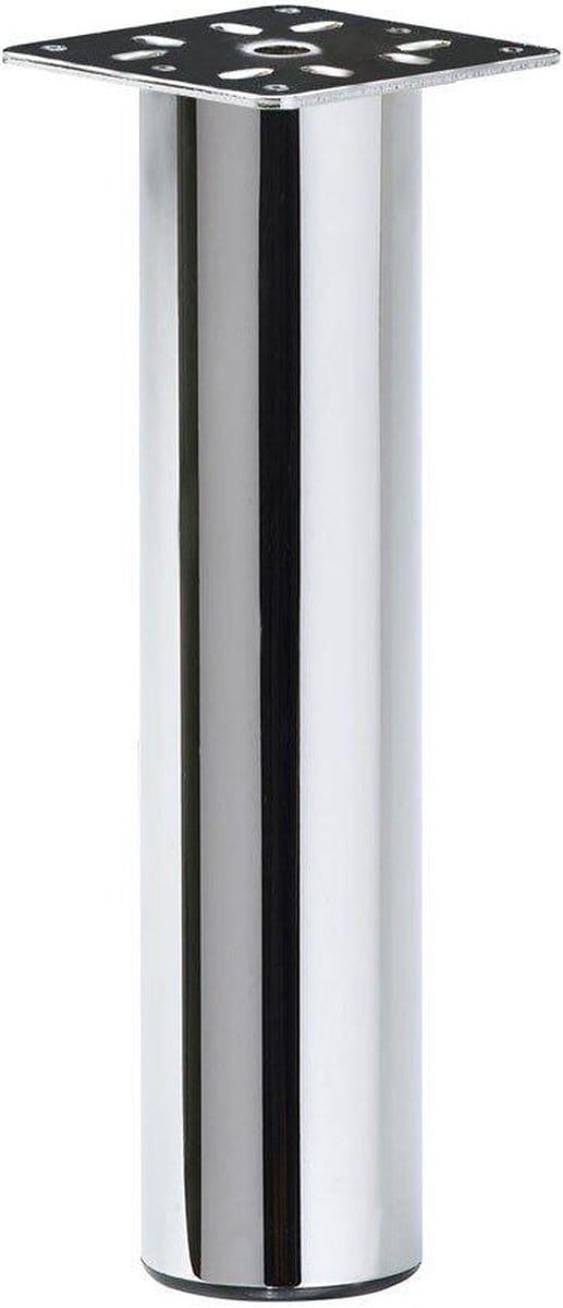 Stalen meubelpoot chroom rond ø 5 cm en hoogte 20 cm - Set van 4 stuks