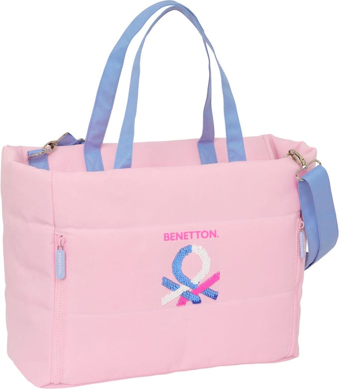Handtas Benetton Pink Roze 40 x 31 x 17 cm