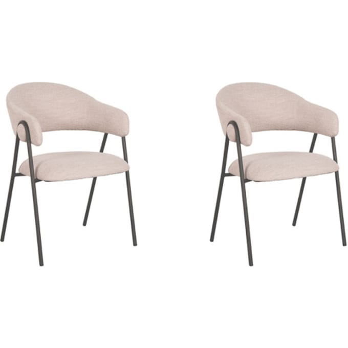 LABEL51 - Eetkamerstoel Lowen - Beige - 60x58x84cm - Set van 2