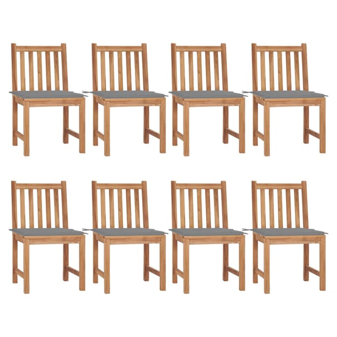 vidaXL - Tuinstoelen - 8 - st - met - kussens - massief - teakhout