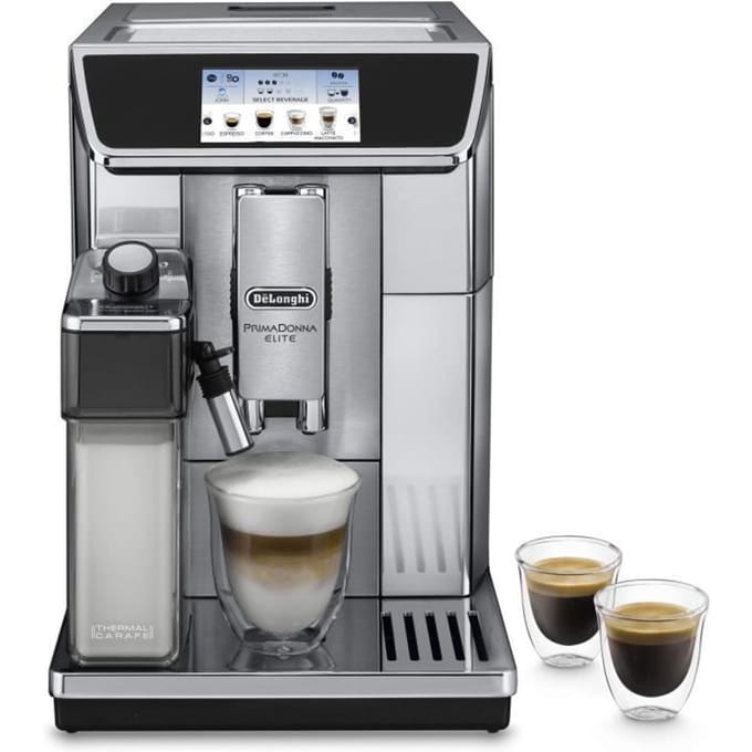 Machine expresso automatique avec broyeur - DELONGHI - PrimaDonna Elite ECAM 650.75.MS - Inox