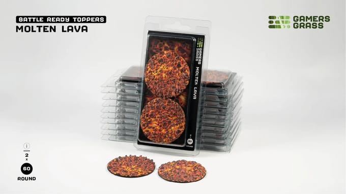 Molten Lava Bases Pre-Painted (2x 60mm Round)