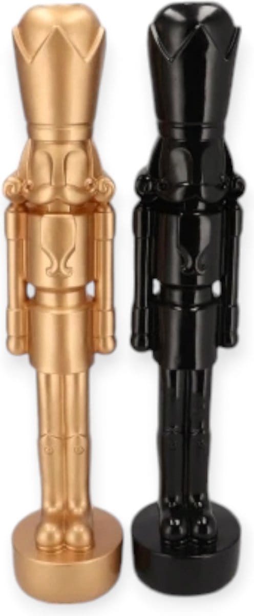 Daan Kromhout - Notenkraker - Nutcracker - Set/2 - Beeldjes - Kerst - Zwart en Goud - 5x17cm
