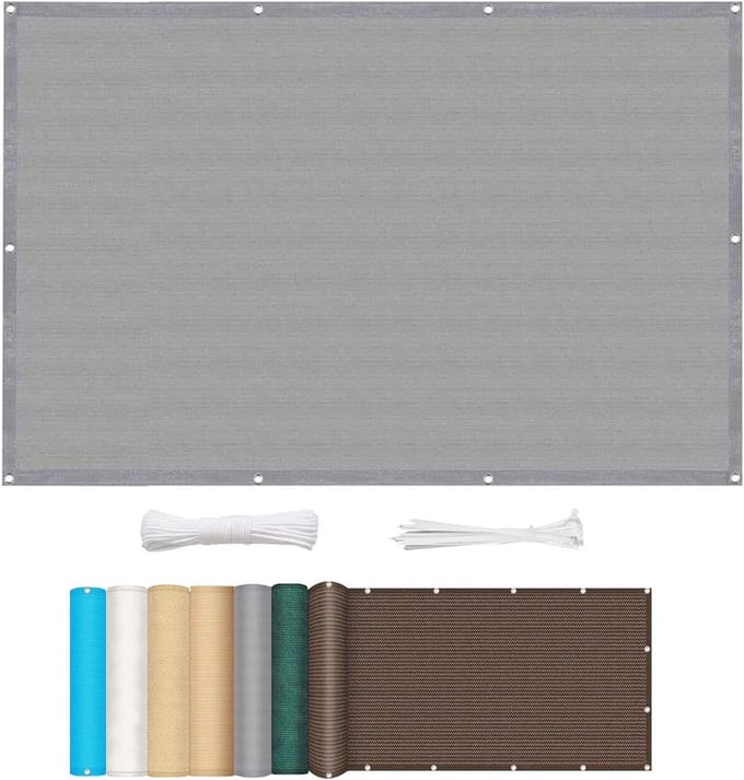 Shade Cloth 4 x 7m HDPE 90% UV Protection Shade Net Breathable with Rope Cable Tie for Balcony Garden Backyard Pool, Grey