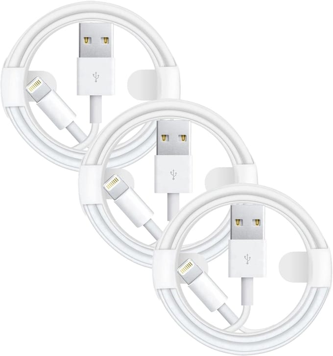 USB A naar Geschikt voor: USB Lightning Kabel - 2 Meter Oplaadkabel 3x - Wit