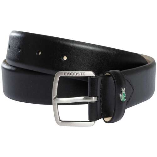 LACOSTE Leren riem Elegance 35 Flat Raw Edge Belt W105 Noir zwart