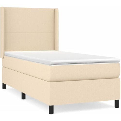vidaXL - Boxspring - met - matras - stof - crèmekleurig - 80x200 - cm