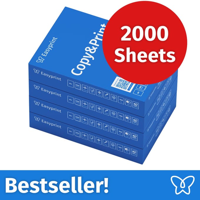 NIEUW: Easyprint Printerpapier Kopieerpapier 2000 Vel 4 x 500 A4 Premium Extra Wit CIE 160 Testwinnaar PEFC-gecertificeerd