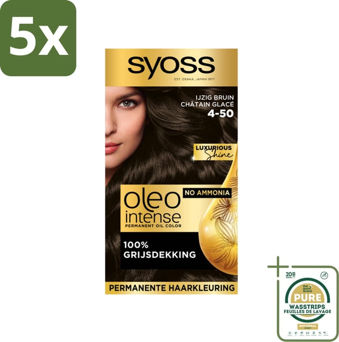 Syoss Oleo Intense - Haarverf - 4-50 - Ijzig Bruin - 115ml x 5