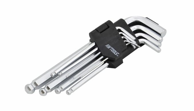 AW-Tools Inbussleutelset met kegelkop 1,5-10mm 9-delig