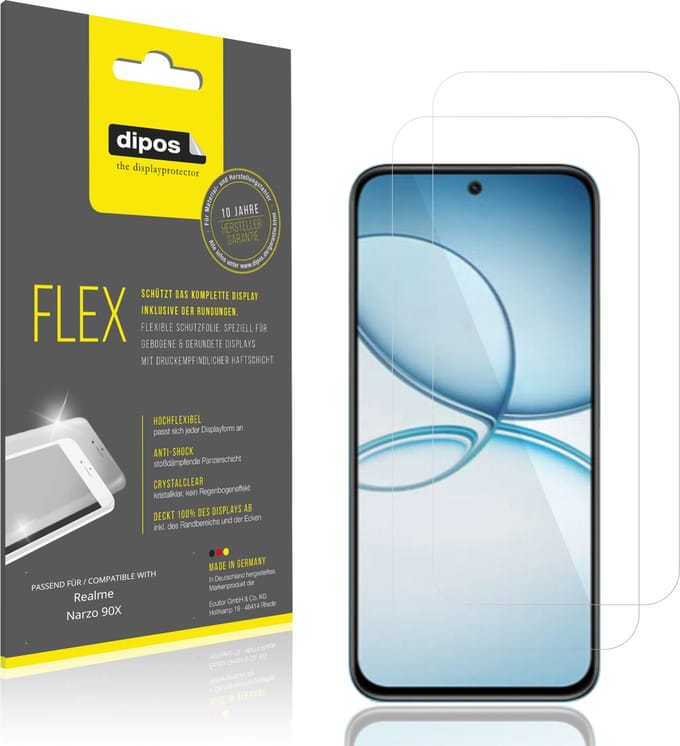 dipos – 2x Beschermfolie geschikt voor Realme Narzo 90X | 3D Full Cover Screenprotector | 100% Passend