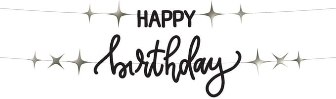 Folat - Crème noir letterslinger happy birthday - 1 meter